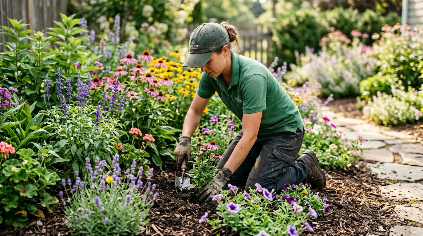Javi's Landscaping crew caring for a garden